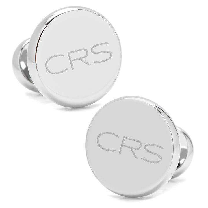 Stainless Steel Engravable Classic Round Cufflinks Image 5