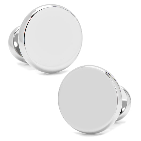 Stainless Steel Engravable Classic Round Cufflinks Image 1