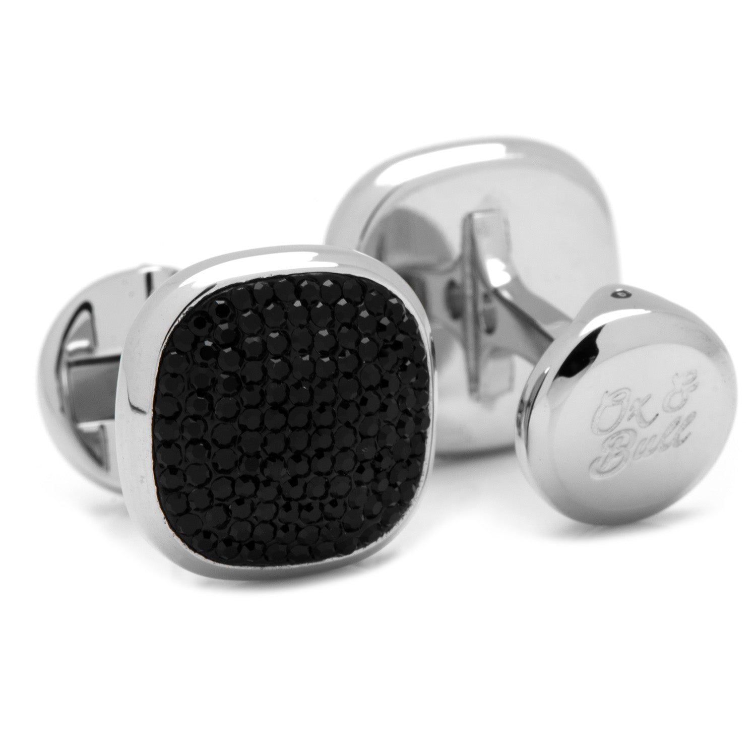 Mixed Pave Crystal and Onyx Stud Set Image 5