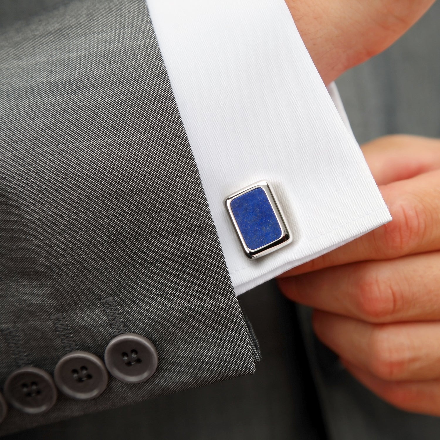 Sterling Silver and Lapis JFK Presidential Cufflinks Image 2