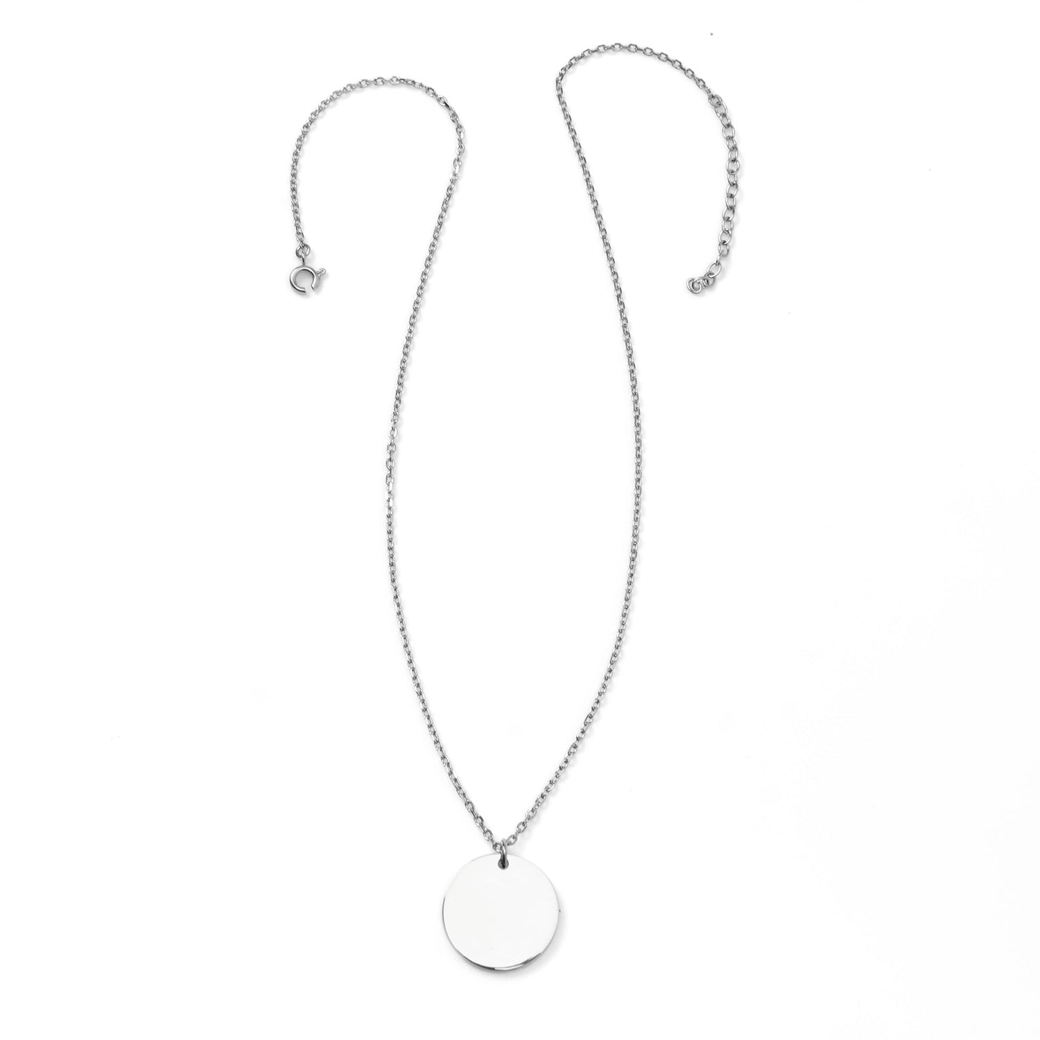 Stainless Steel Engravable Round Pendant Women's Necklace Image 4