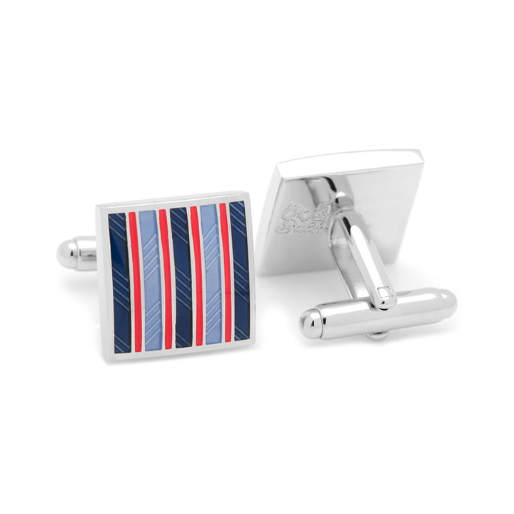 Red and Navy Striped Square Cufflinks Image 2