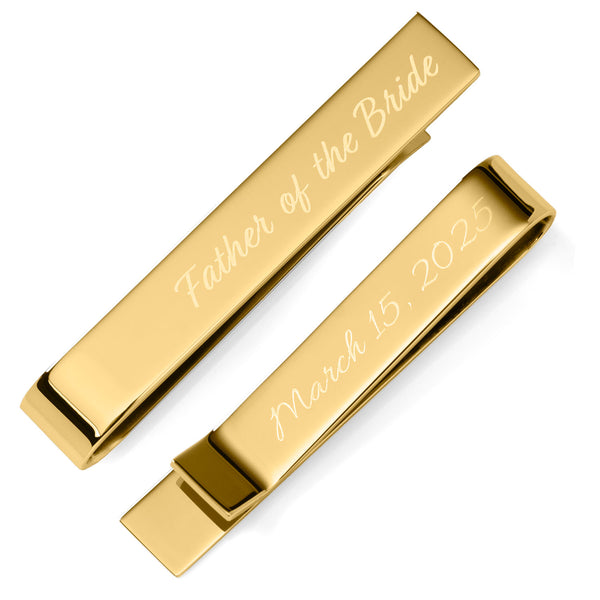 Wedding Title Engravable Gold Tie Bar Image 1