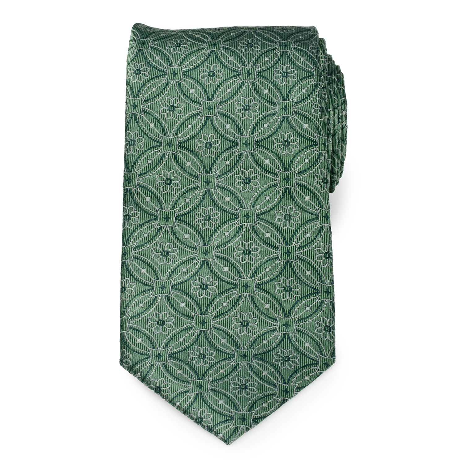 Watercress Green Tiled Big & Tall Men’s Tie Image 3