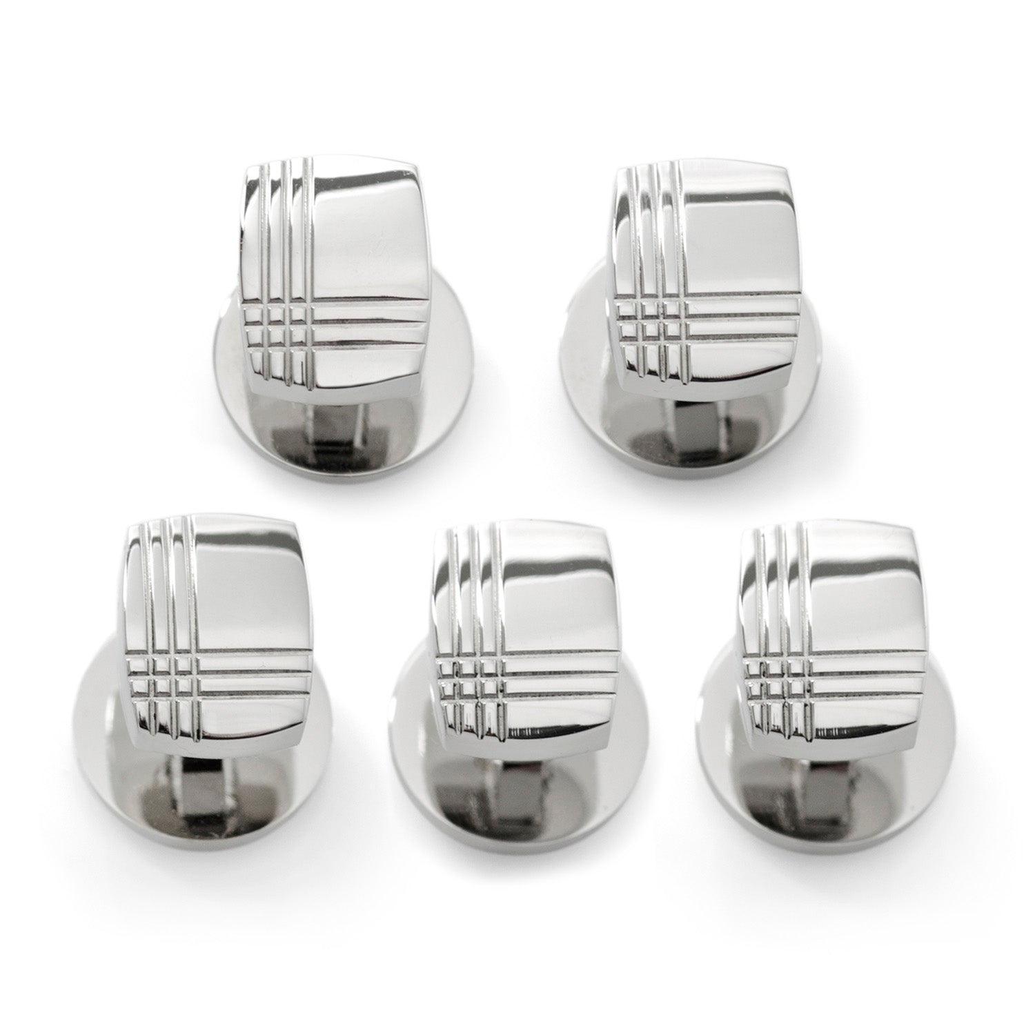 Sterling Silver Tartan Plaid 5-Studs Image 1