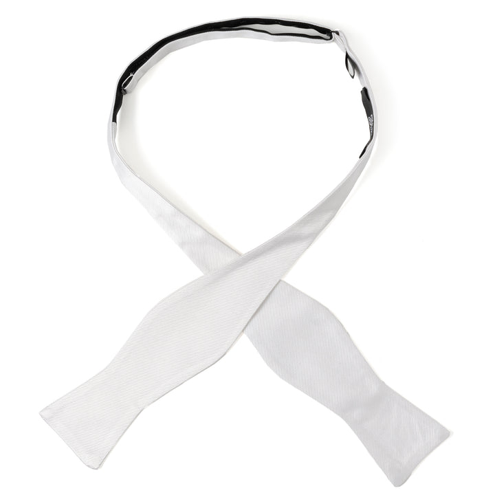 White Silk Self Bow Tie Image 3