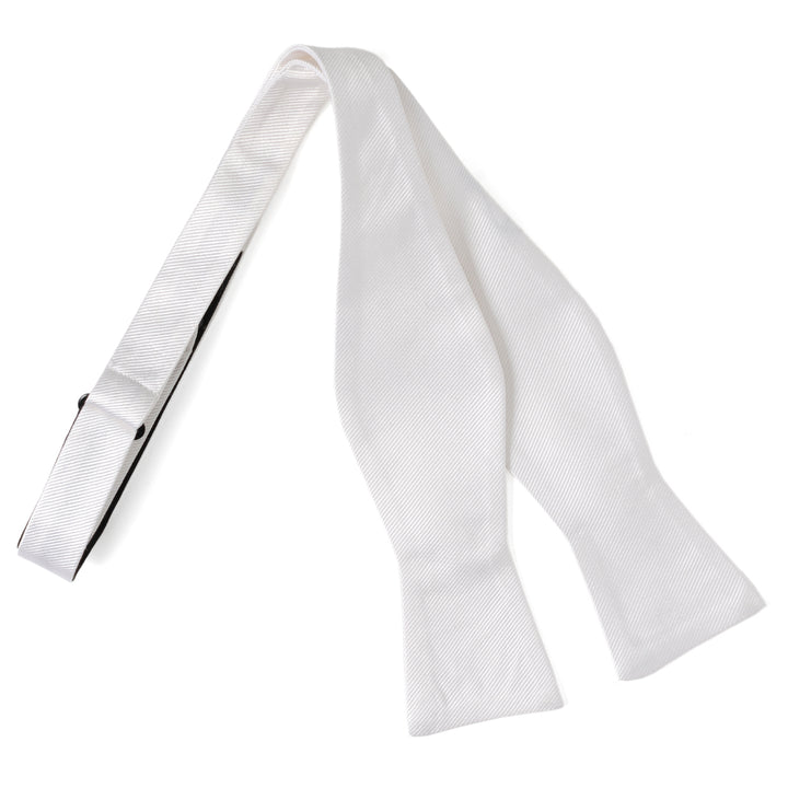 White Silk Self Bow Tie Image 5