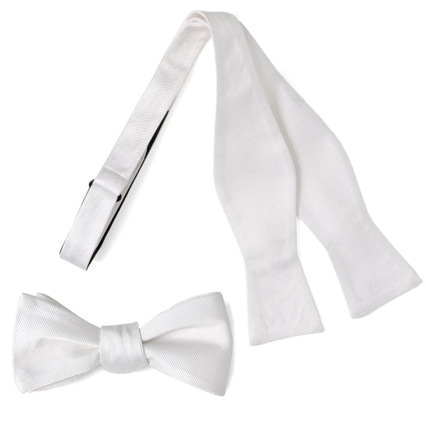 White Silk Self Bow Tie Image 1