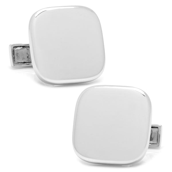 Sterling Silver Soft Square Engravable Cufflinks Image 1
