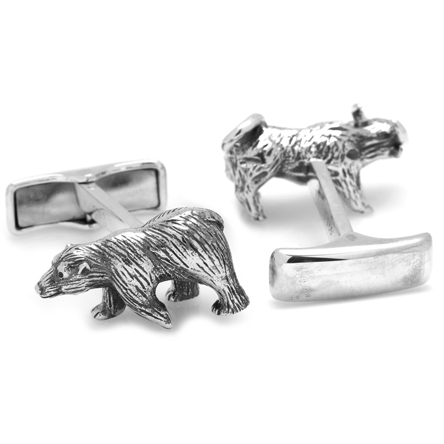 Sterling Silver Bull and Bear Cufflinks Image 2
