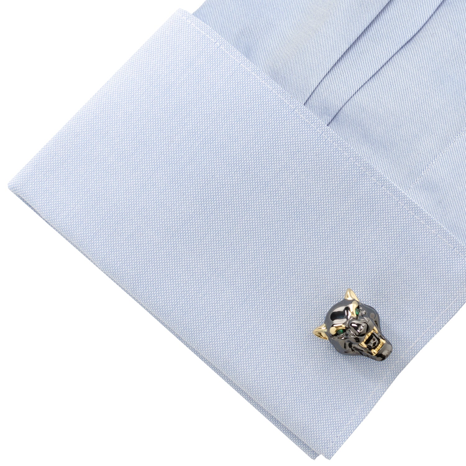 Sterling Silver Black and 14K Gold Vermeil Panther Cufflinks Image 4