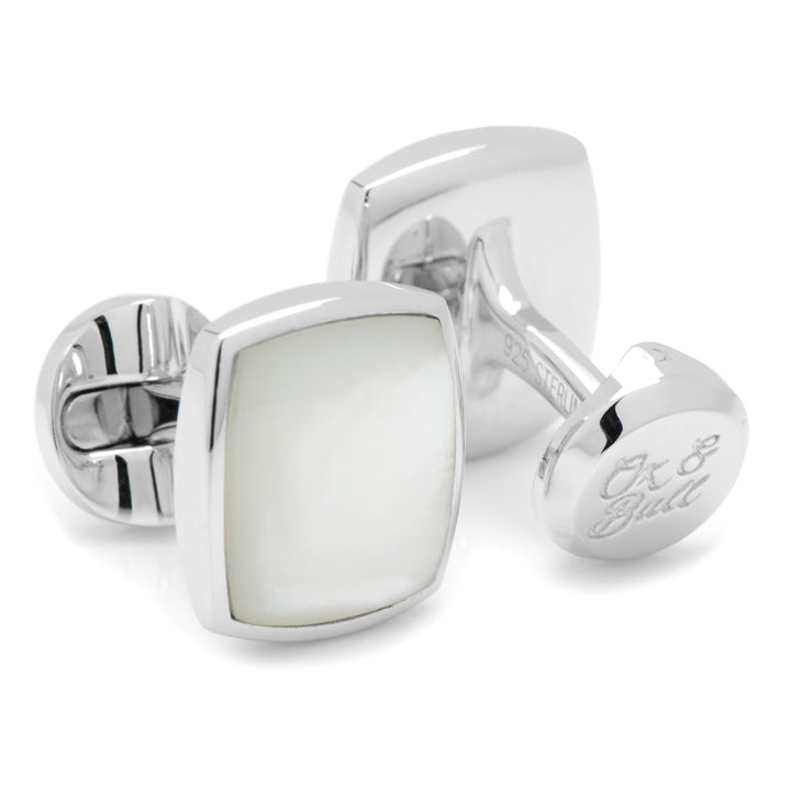 Sterling Silver Classic Cushion Mother of Pearl Cufflinks Image 2
