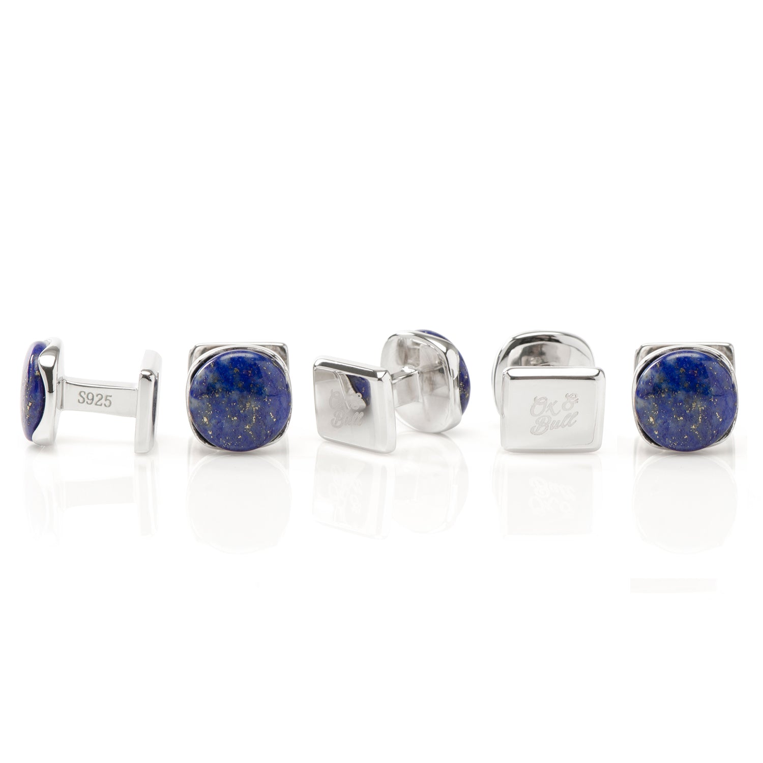 Sterling Silver Classic Formal Lapis 5-Stud Set Image 3