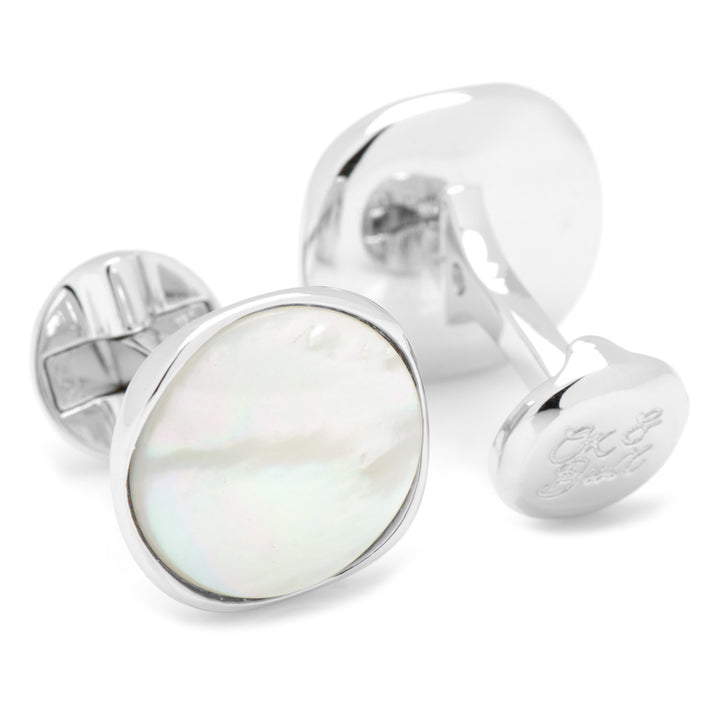 Sterling Silver Classic Formal Mother of Pearl Cufflinks Image 2