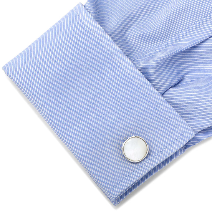 Sterling Silver Classic Formal Mother of Pearl Cufflinks Image 3