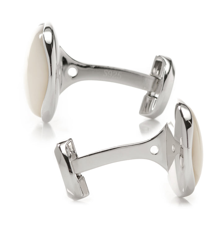Sterling Silver Classic Formal Mother of Pearl Cufflinks Image 6