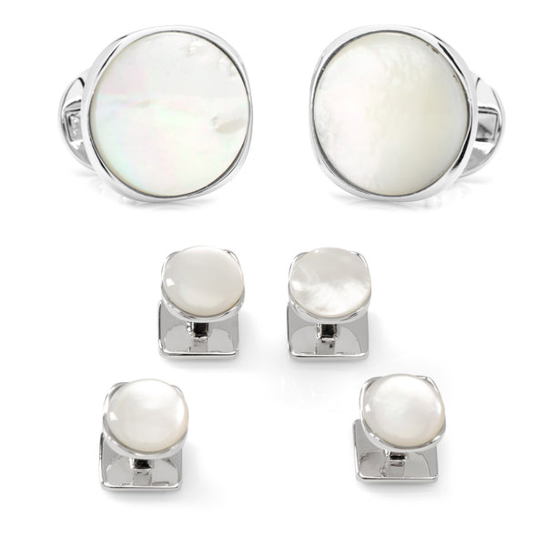 Sterling Silver Classic Formal Mother of Pearl Stud Set Image 1