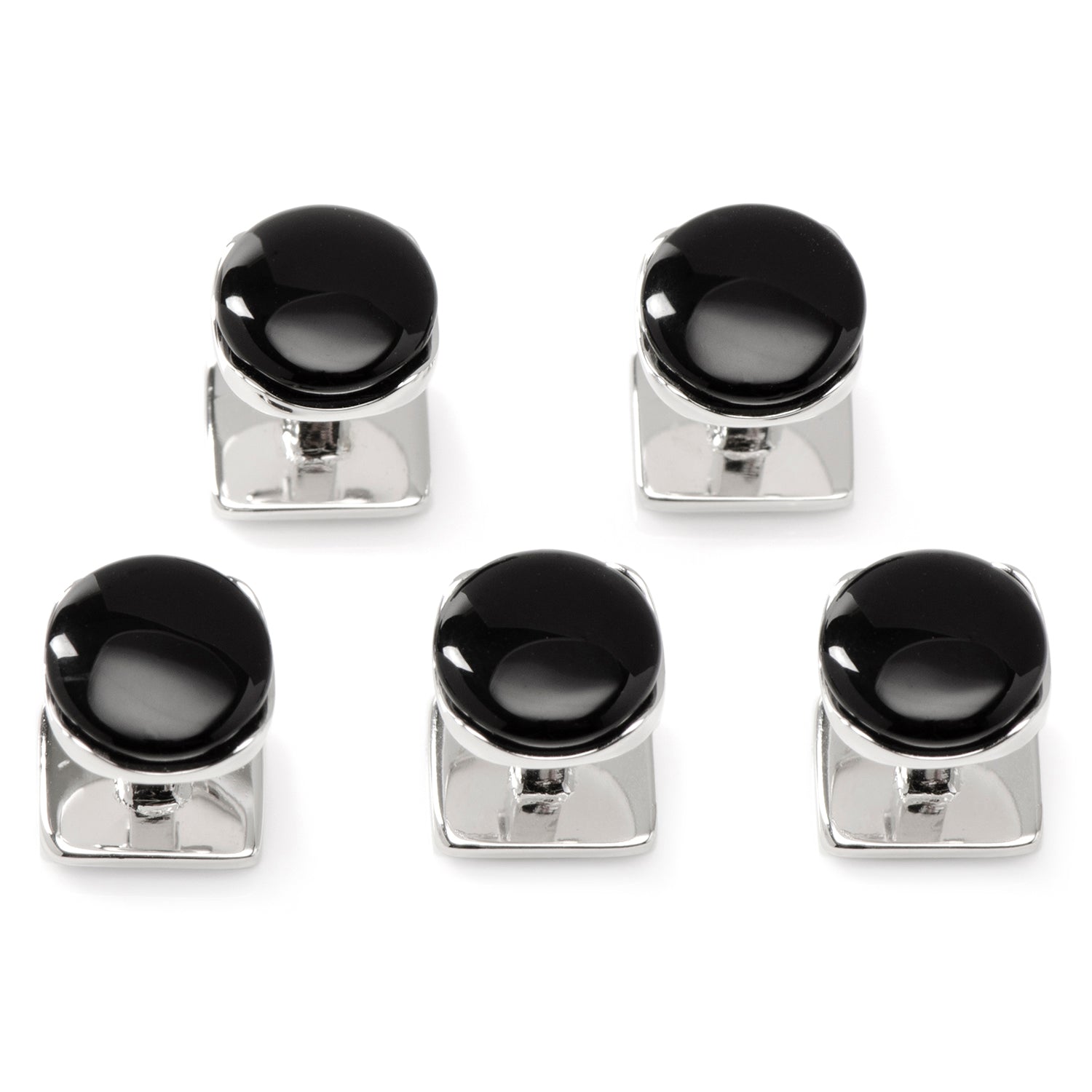 Ensemble de 5 clous d'oreilles classiques en argent sterling avec onyx