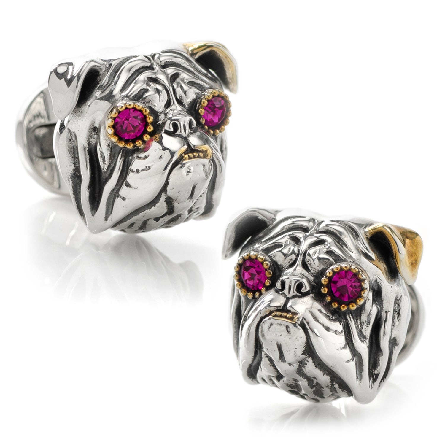 Sterling Silver with 14k Gold Vermeil Accent English Bulldog Cufflinks Image 1