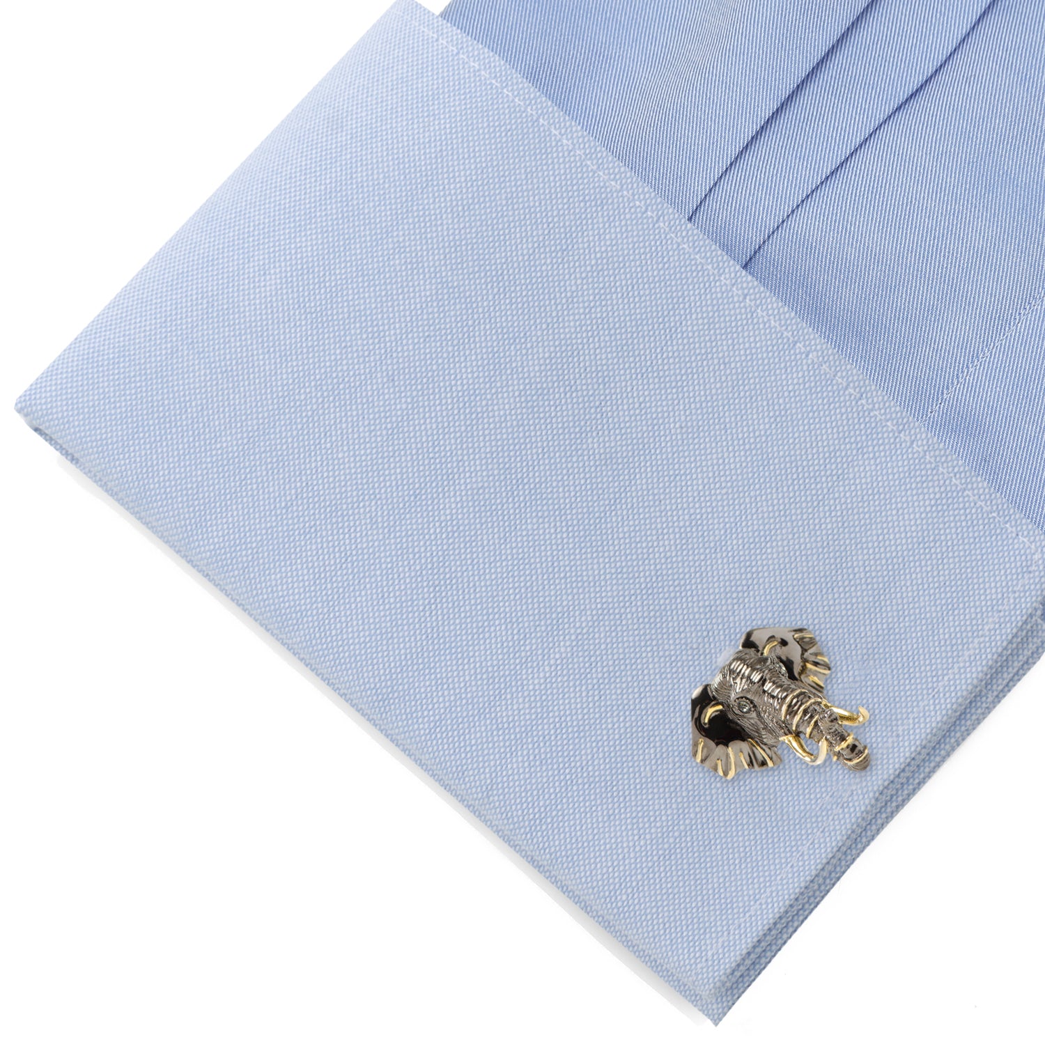 Sterling Silver and 14K Gold Vermeil Elephant Cufflinks Image 4
