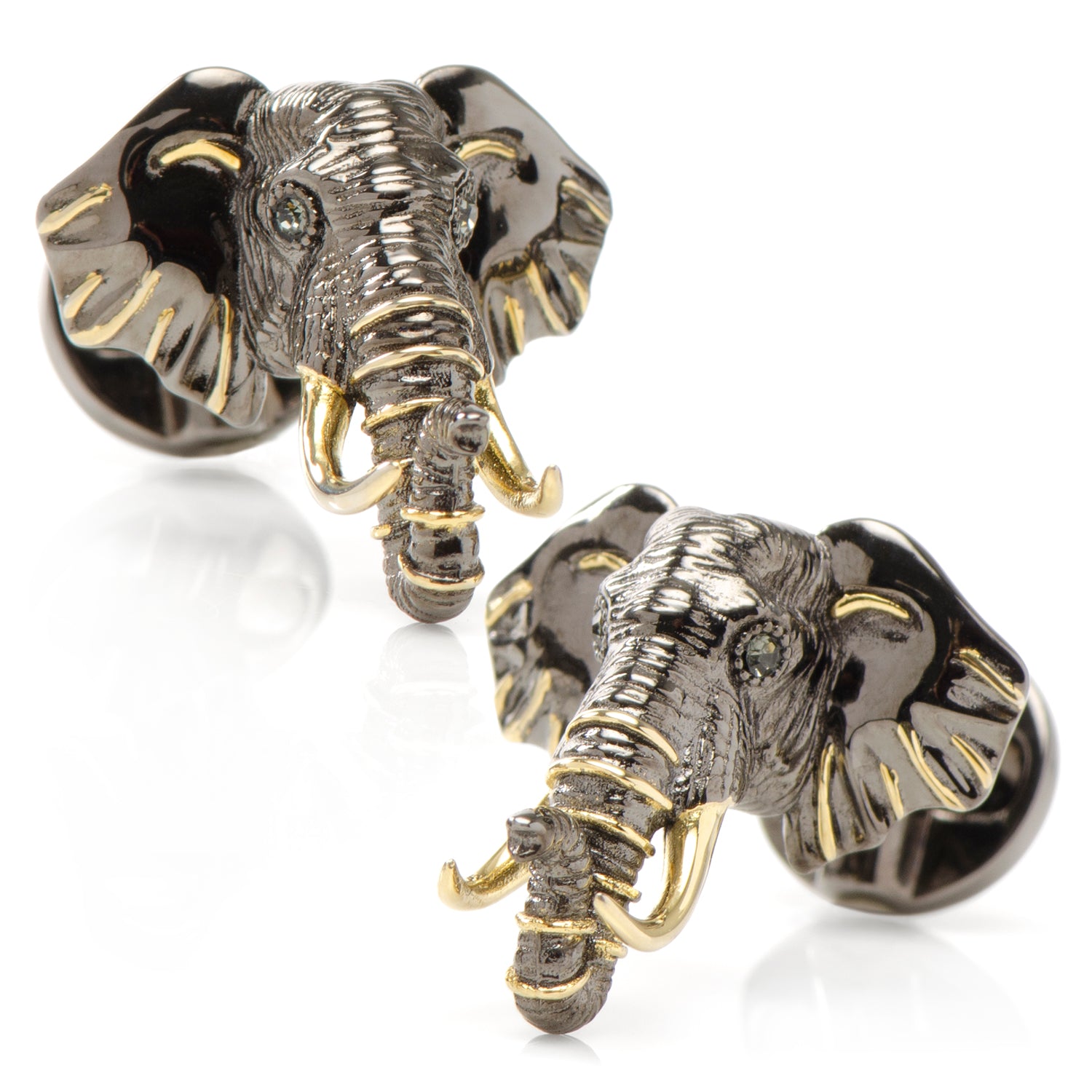 Sterling Silver and 14K Gold Vermeil Elephant Cufflinks Image 1