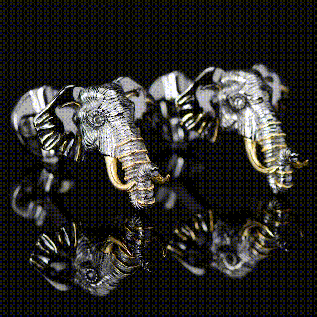 Sterling Silver and 14K Gold Vermeil Elephant Cufflinks Video