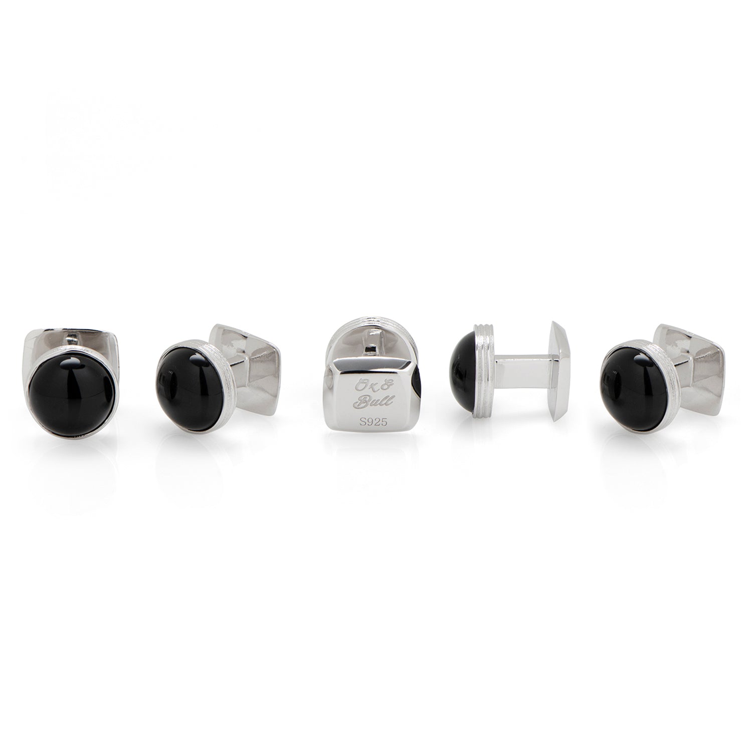 Sterling Silver Ribbed Onyx Studs Image 3