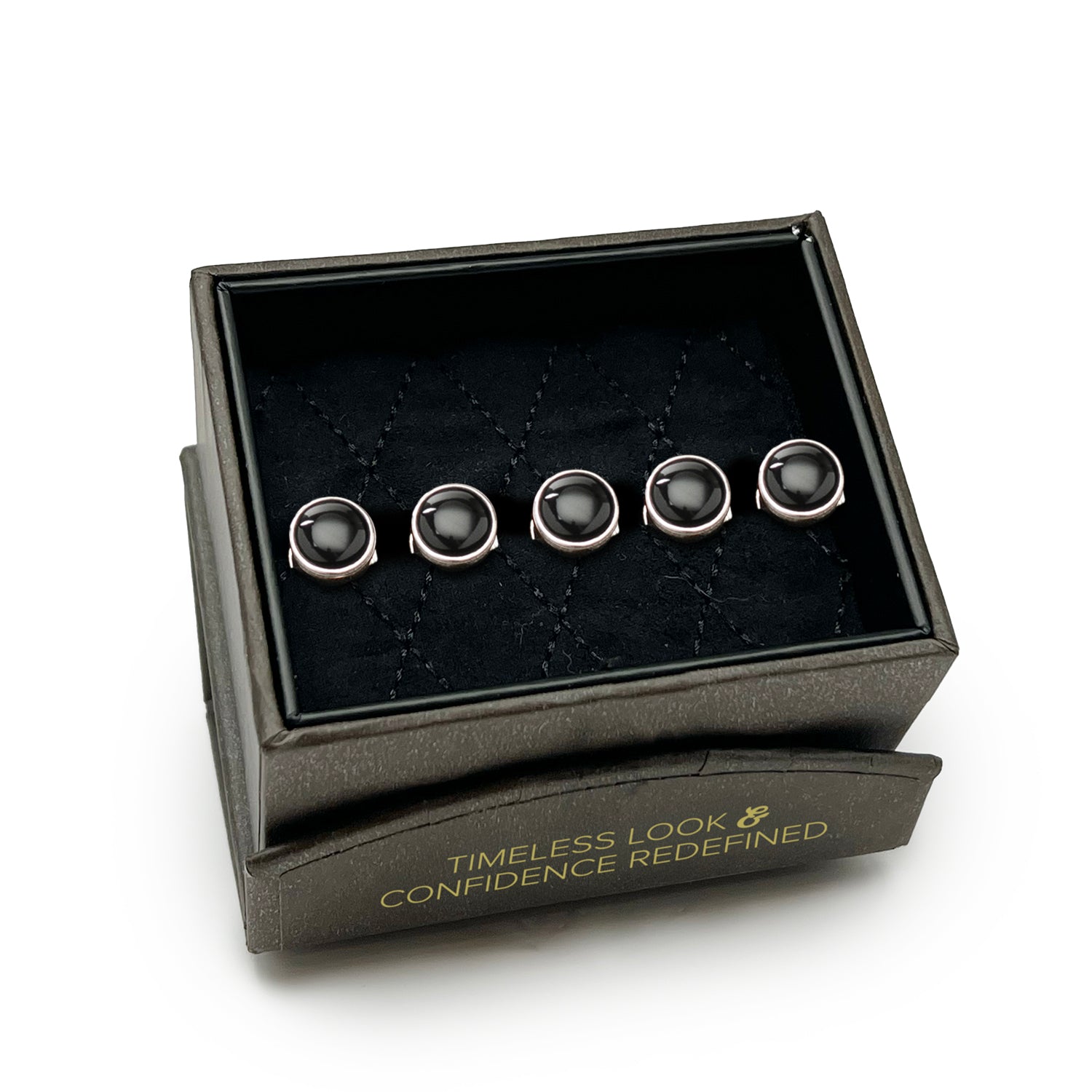 Sterling Silver Ribbed Onyx Studs Image 5