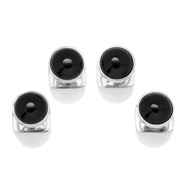 Sterling Silver Ribbed Onyx Studs Image 1