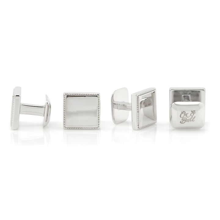 Ox and Bull - Sterling Silver Rope Square Studs  Image 3