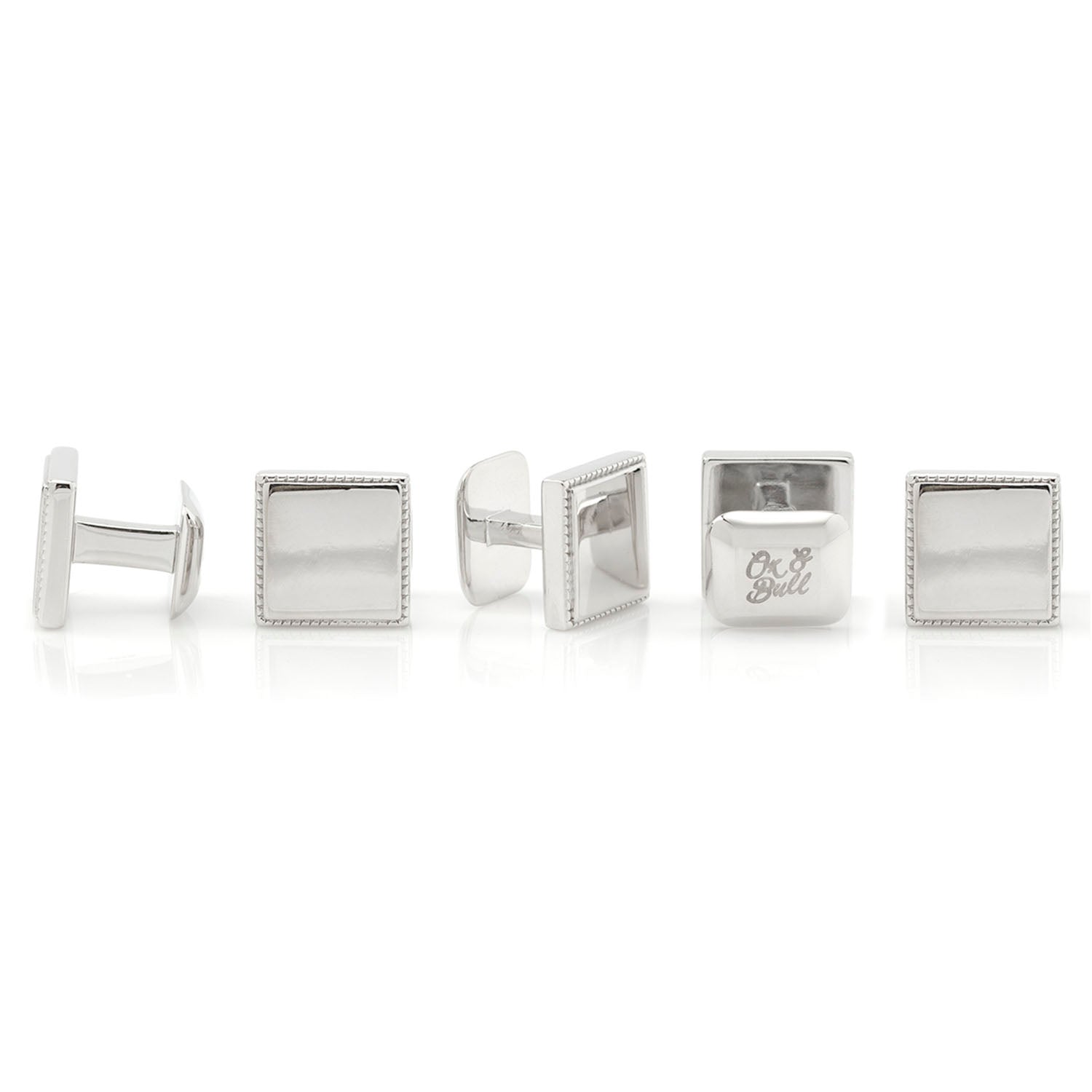 Ox and Bull - Sterling Silver Rope Square Studs Image 3