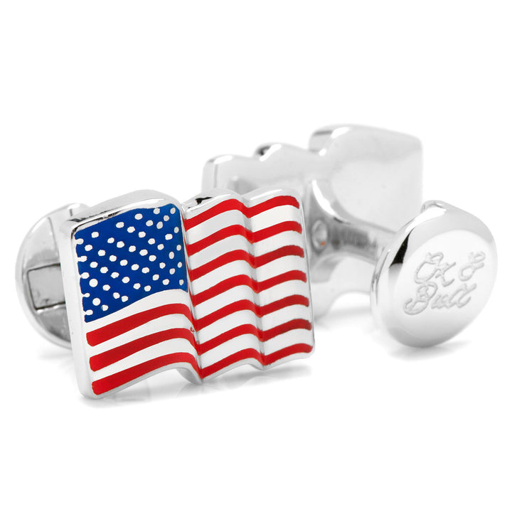 Sterling Silver Waving American Flag Cufflinks Image 2