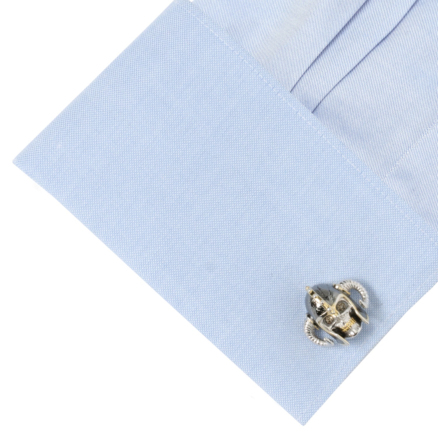 Sterling Silver with 14K Vermeil Gold Viking Helmet 3D Cufflinks Image 4