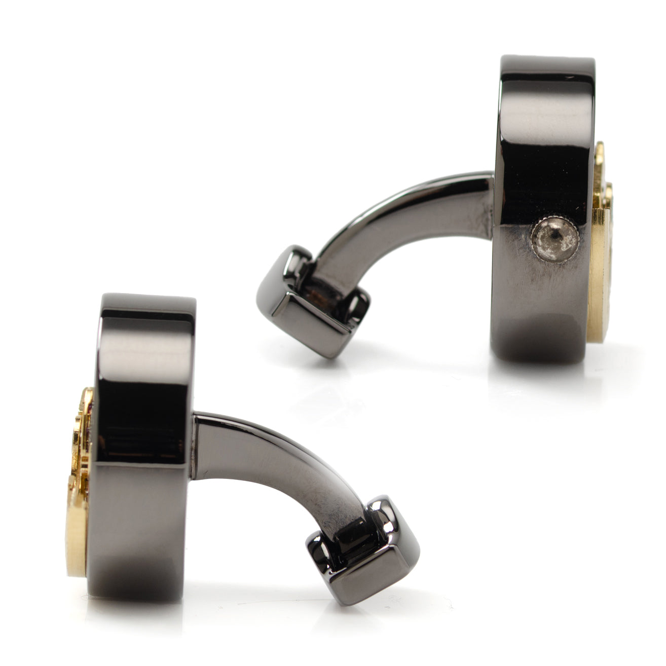 Gunmetal and Gold Kinetic Watch Movement Cufflinks Image 4