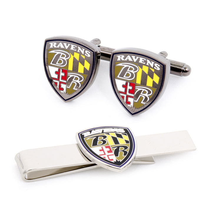 Baltimore Ravens Shield Cufflinks and Tie Bar Gift Set Image 1