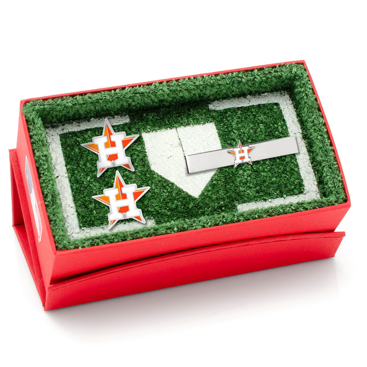Houston Astros Cufflinks and Tie Bar Gift Set Image 2