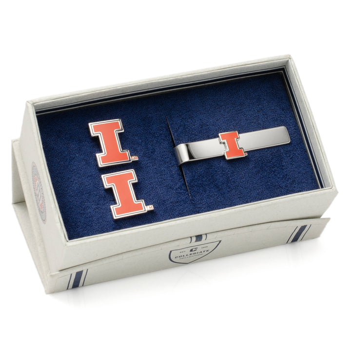 University of Illinois Fighting Illini Cufflinks and Tie Bar Gift Set Image 2