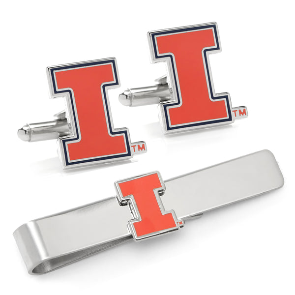 University of Illinois Fighting Illini Cufflinks and Tie Bar Gift Set Image 1