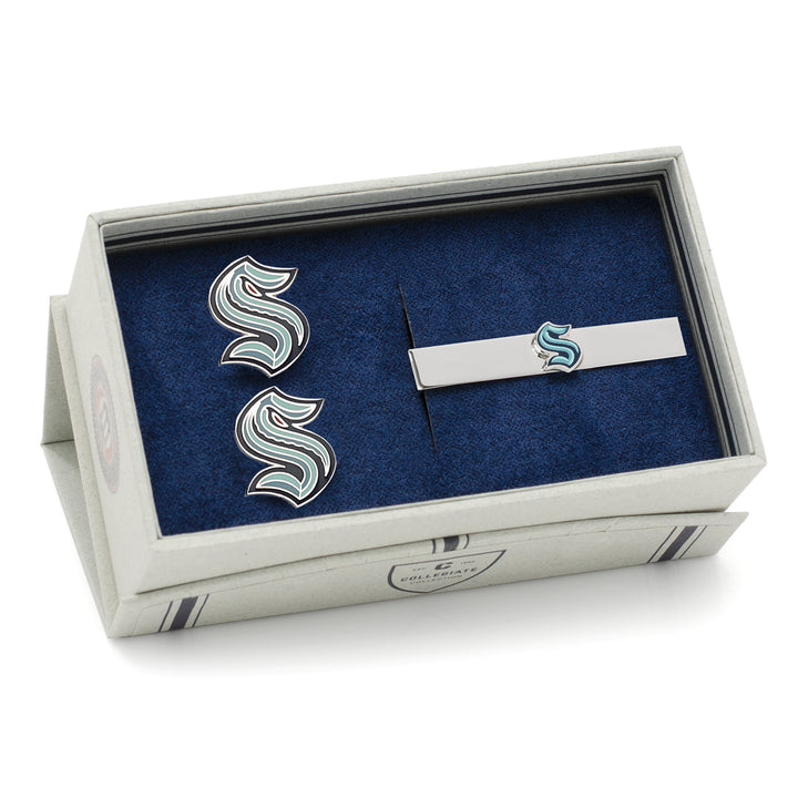 Seattle Kraken Cufflinks & Tie Clip Gift Set Image 2