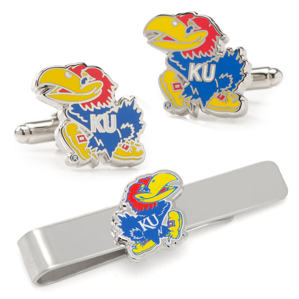 University of Kansas Jayhawks Cufflinks and Tie Bar Gift Set Image 1
