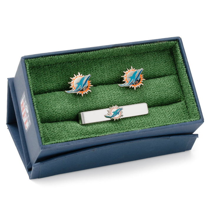 Miami Dolphins Cufflinks and Tie Bar Gift Set Image 2