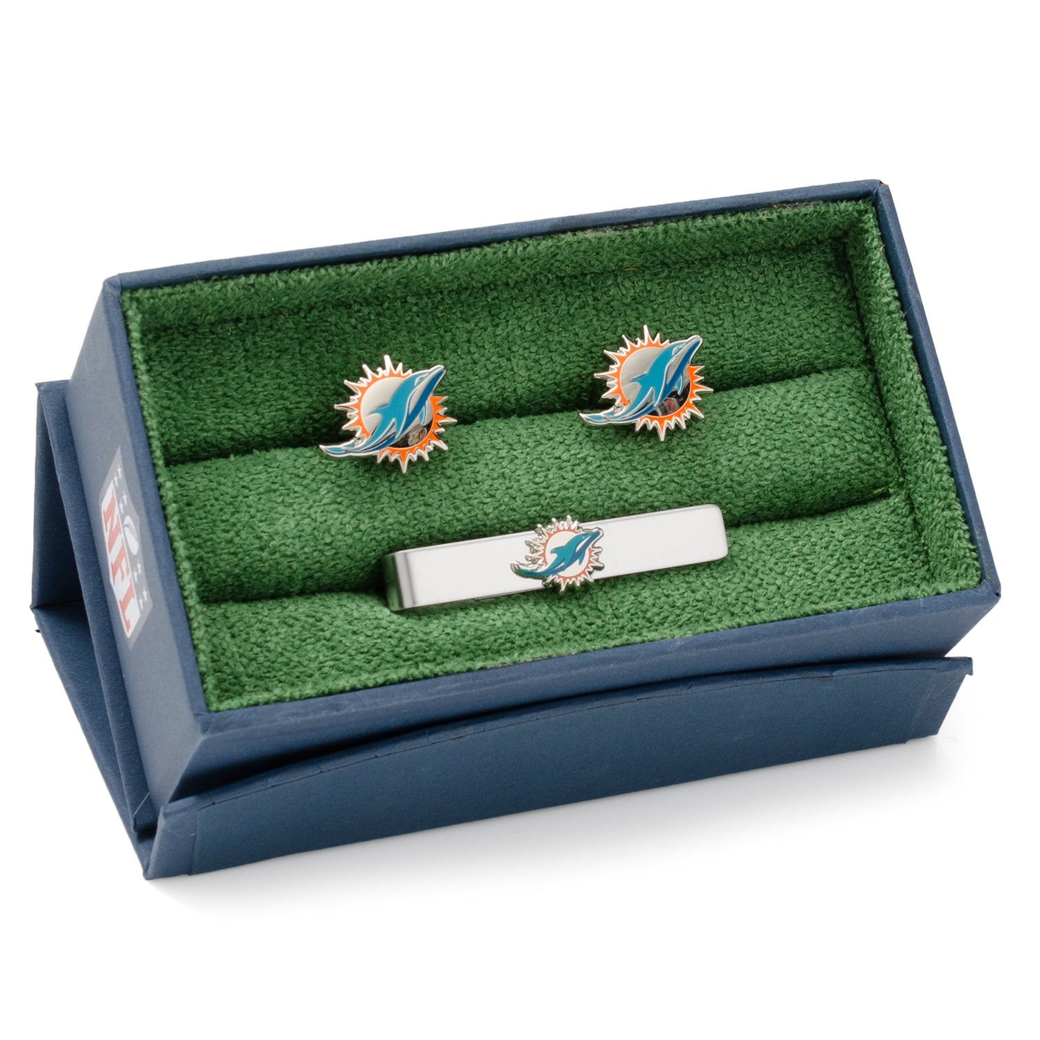 NFL Miami Dolphins Cufflinks and Tie Clip Gift Set Image 2