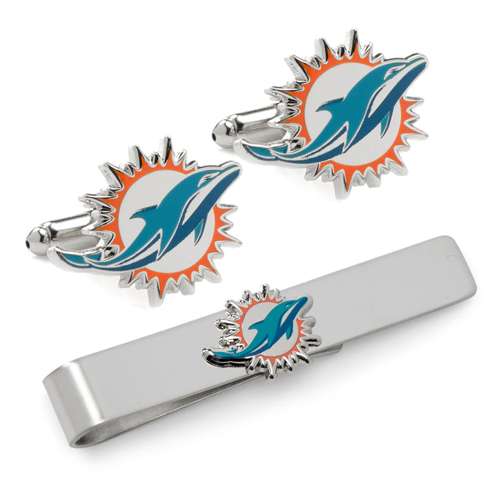 Miami Dolphins Cufflinks and Tie Bar Gift Set Image 1