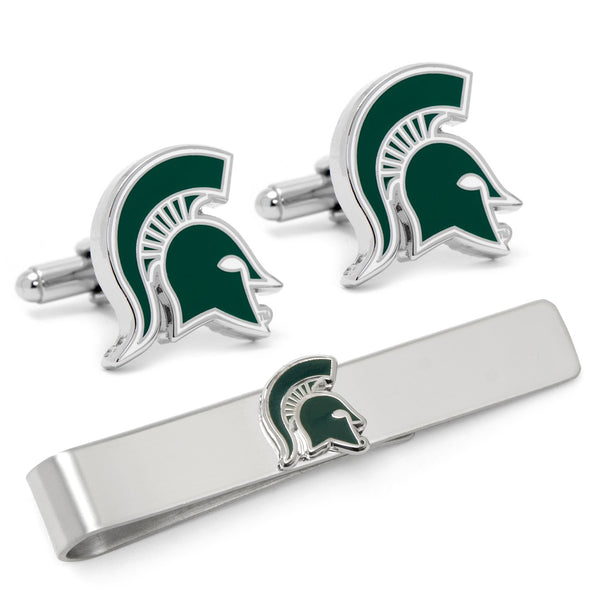 Michigan State Spartans Cufflinks and Tie Bar Gift Set Image 1