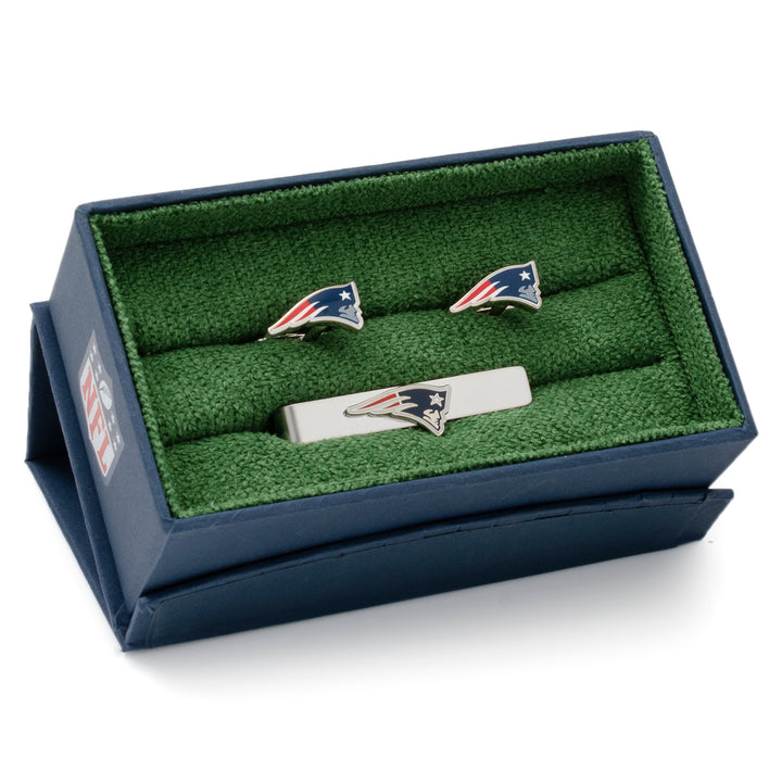 New England Patriots Cufflinks and Tie Bar Gift Set Image 2