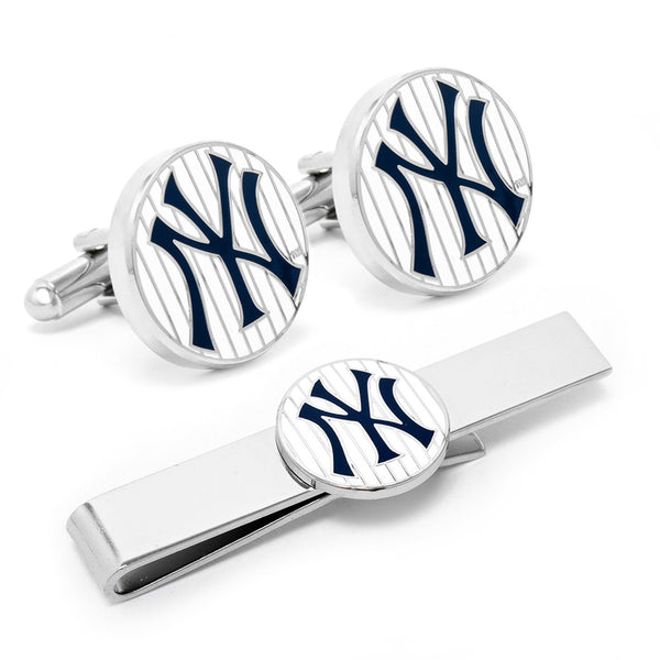 Yankees Pinstripe Cufflink and Tie Bar Gift Set Image 1