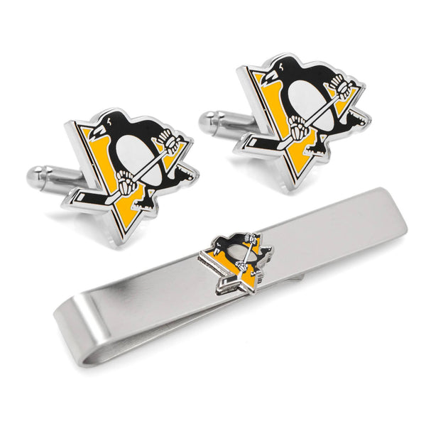 Pittsburgh Penguins Cufflinks & Tie Bar Gift Set Image 1