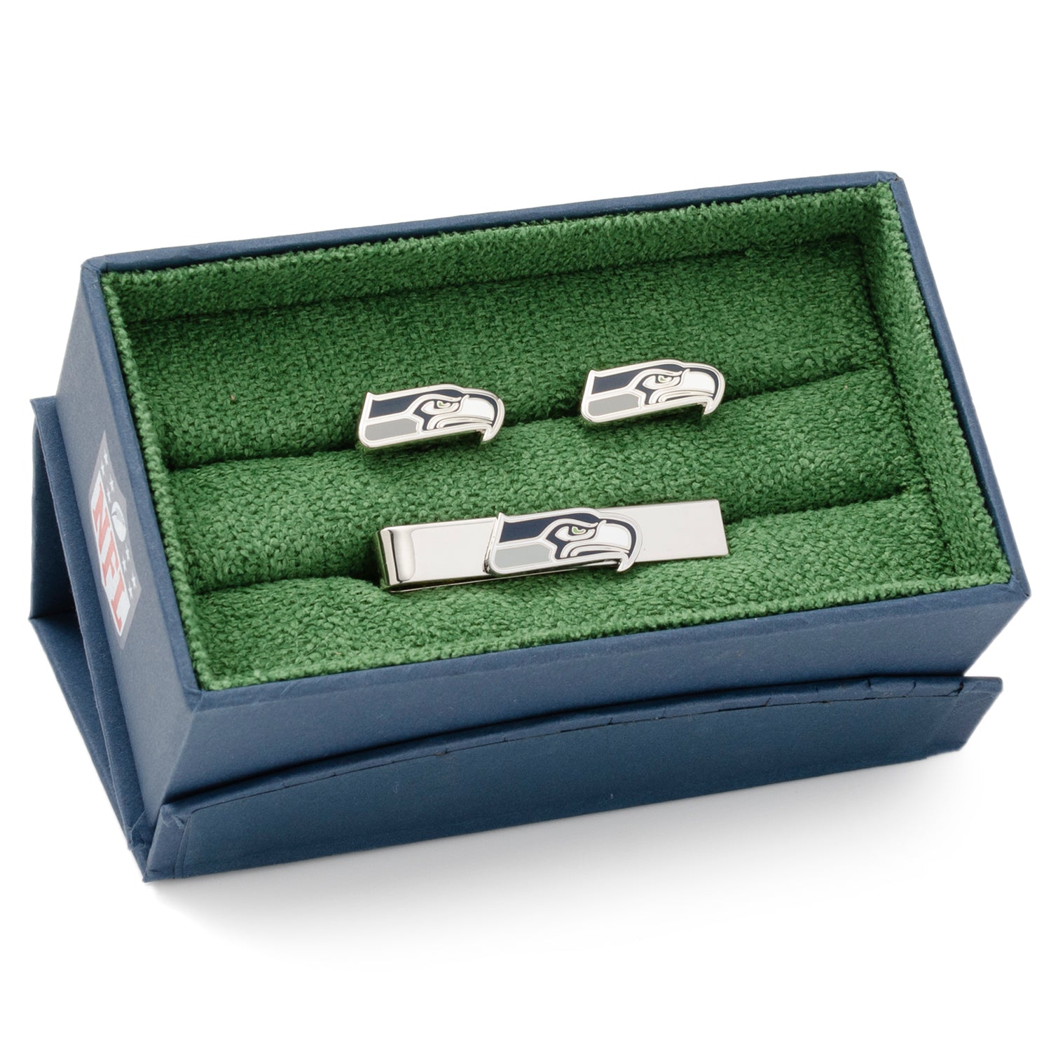 NFL Seattle Seahawks Cufflinks and Tie Clip Gift Set Image 2
