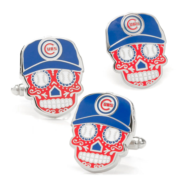 Chicago Cubs Sugar Skull Cufflinks & Lapel Pin Gift Set Image 1