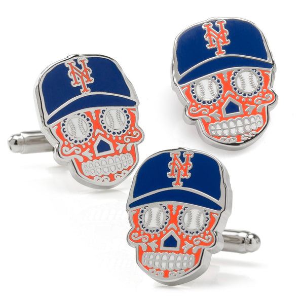 New York Mets Sugar Skull Cufflinks & Lapel Pin Gift Set Image 1